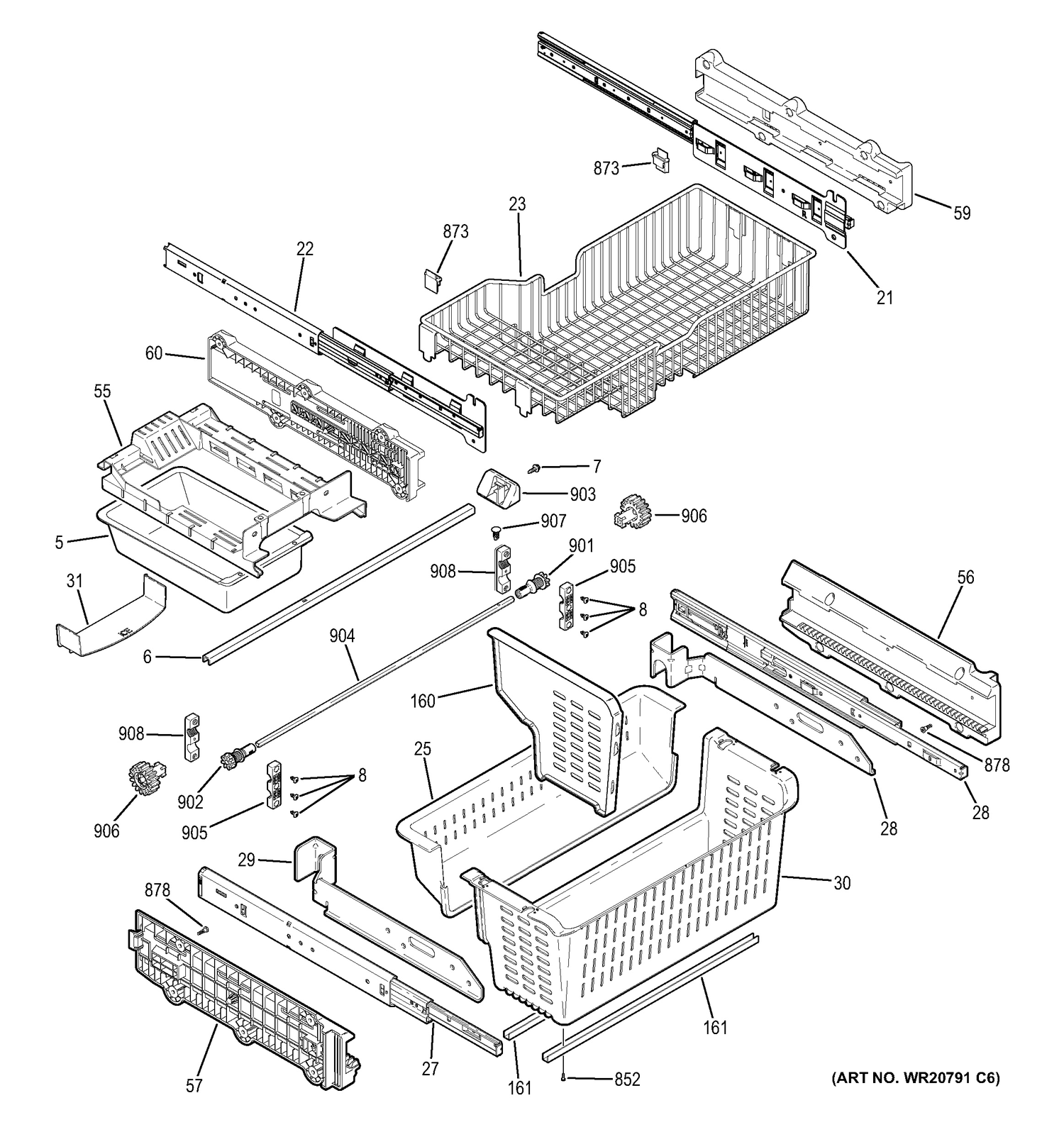 FREEZER SHELVES Diagram and Parts List for ZFGB21HZJSS  General Electric Refrigerator