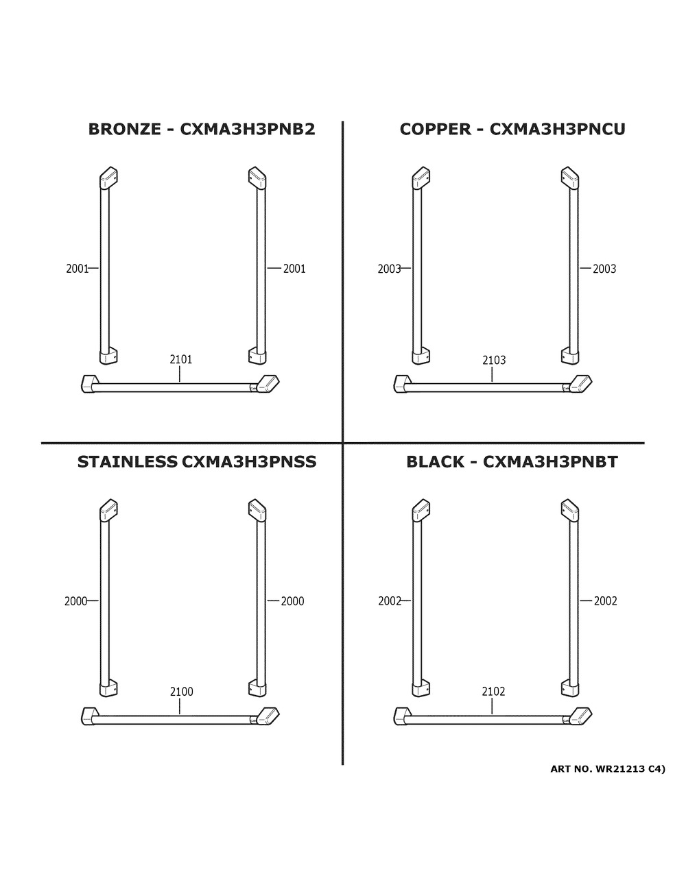 Cafe Customization Diagram and Parts List for CWE19SP3NBD1  General Electric Refrigerator