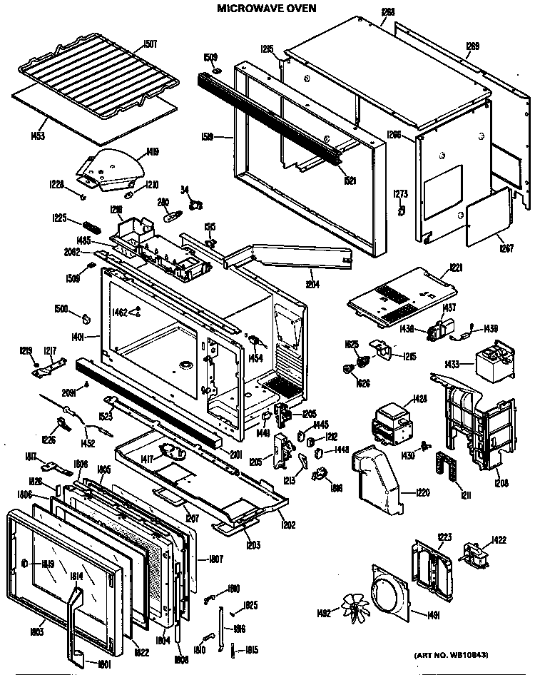 Microwave Oven Diagram and Parts List for JKP62GK2  General Electric Microwave Oven Combo