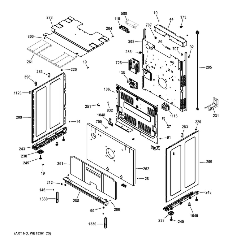 Body Parts Diagram and Parts List for PGS950SEF5SS  General Electric Range