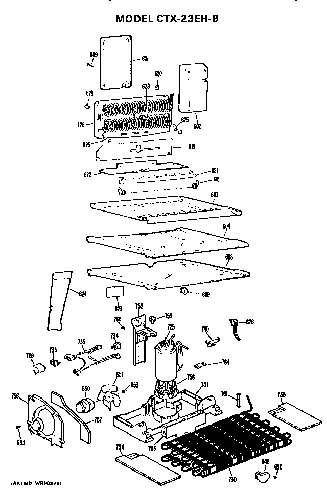 Unit Parts Diagram and Parts List for CTX23EHB  Hotpoint Refrigerator
