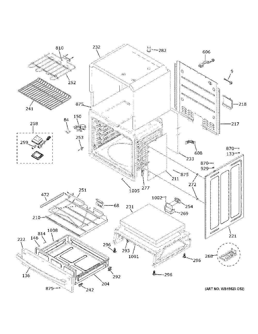 Body Parts Diagram and Parts List for JS760EP6ES  General Electric Range