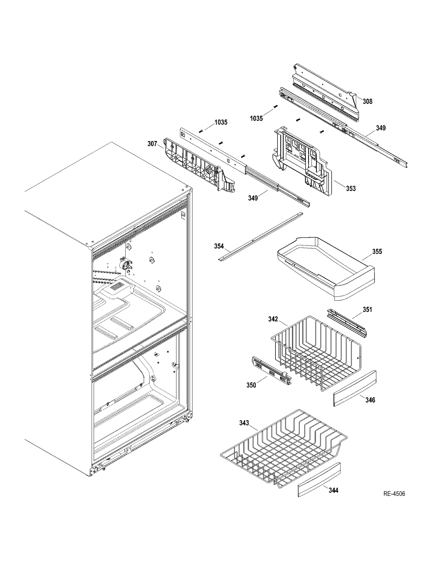 FZ SHELVES Diagram and Parts List for PDRF0MBYCRBB  General Electric Refrigerator