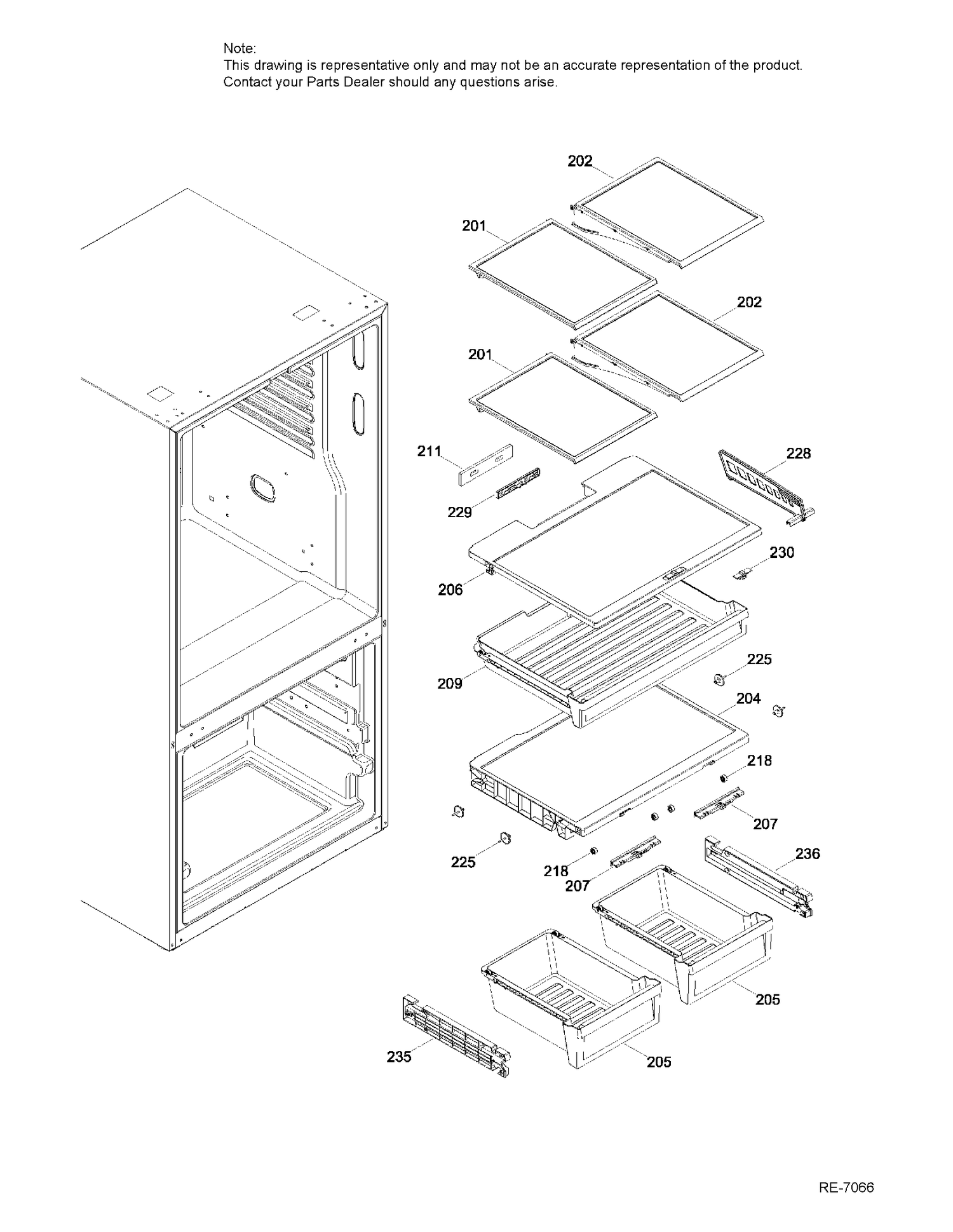 FRESH FOOD SHELVES FF Diagram and Parts List for PNE25JGKCKWW  General Electric Refrigerator