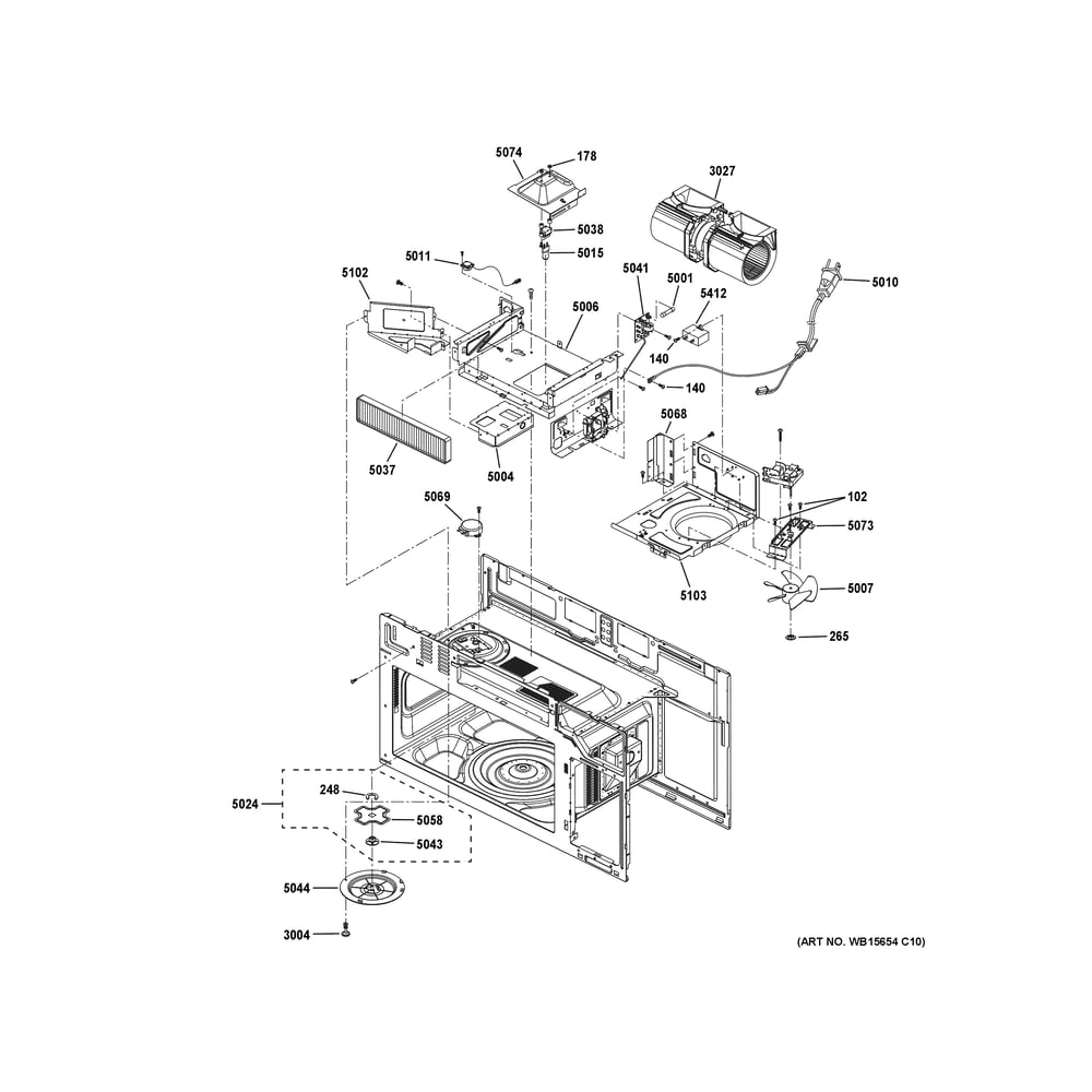 Interior Parts (2) Diagram and Parts List for PVM9215RY1SS  General Electric Range Hood