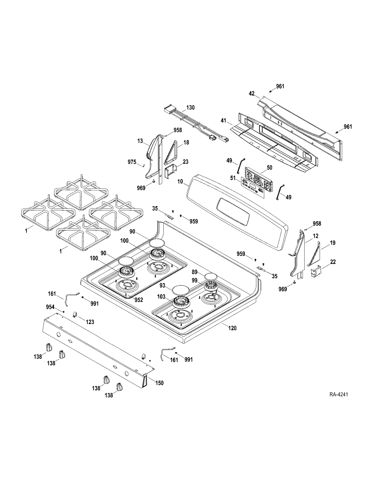 CONTROL PANEL-COOKTOP Diagram and Parts List for JCGBS23DET1BB  General Electric Range