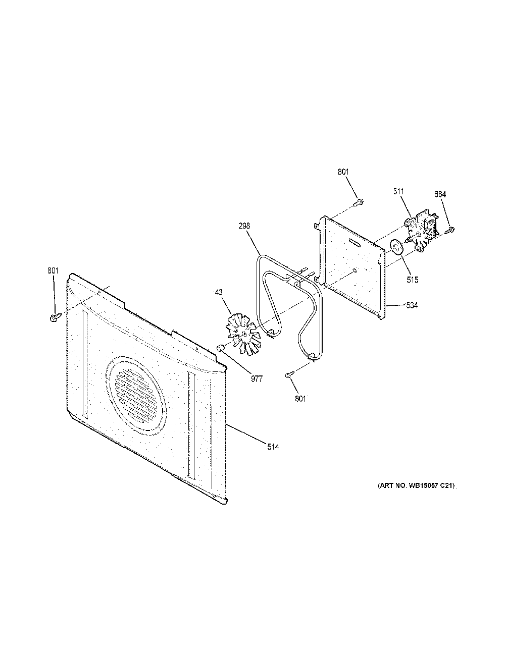Convection fan Diagram and Parts List for JB750FJ7DS  General Electric Range