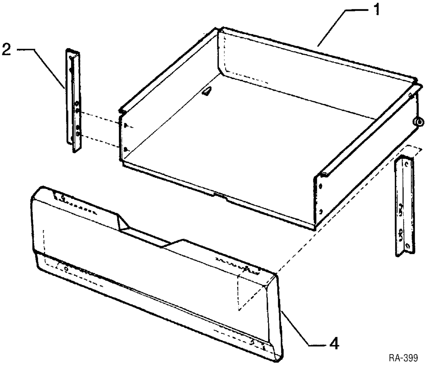 DRAWER PARTS Diagram and Parts List for 12450-1  General Electric Range
