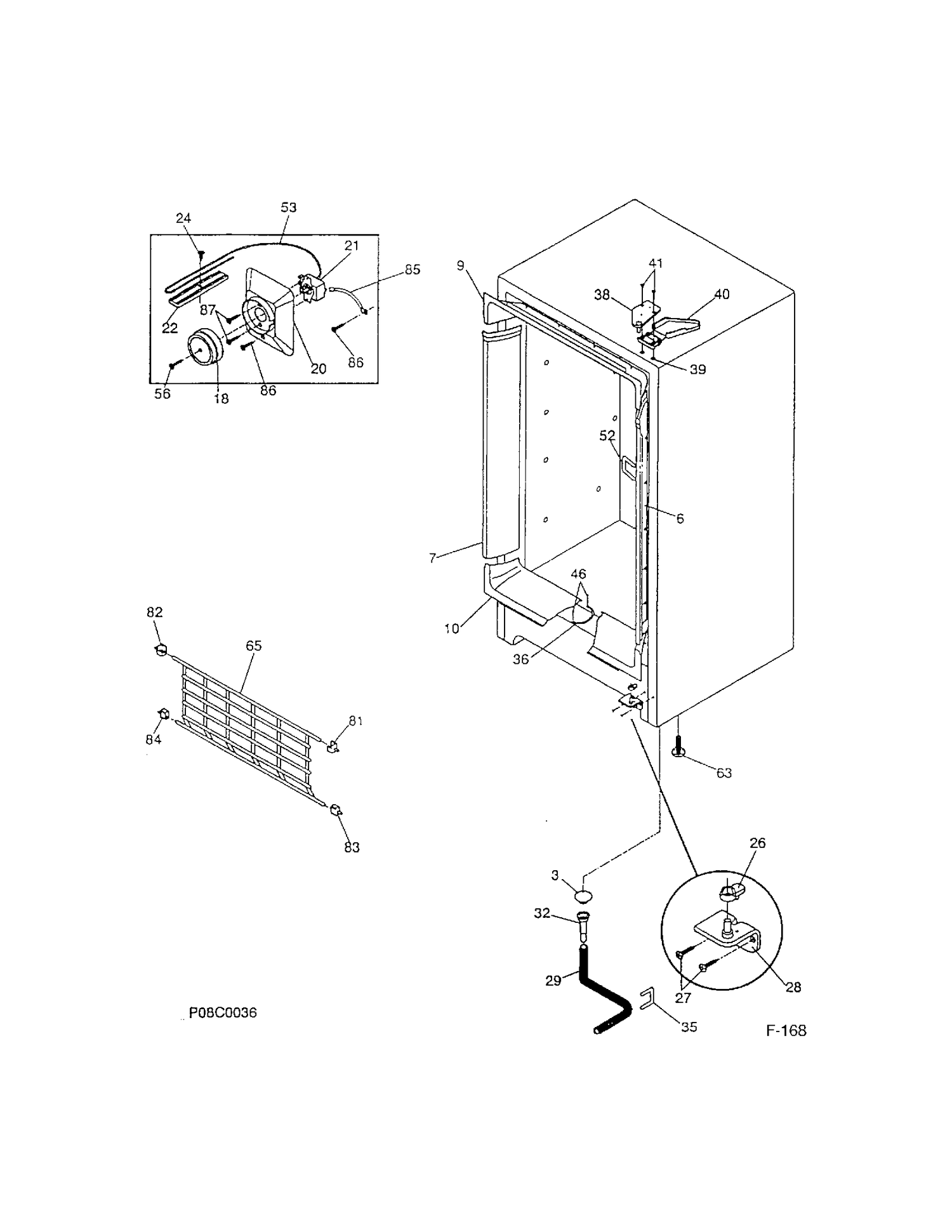 CABINET/CONTROL/SHELVES Diagram and Parts List for 86150-4  General Electric Freezer