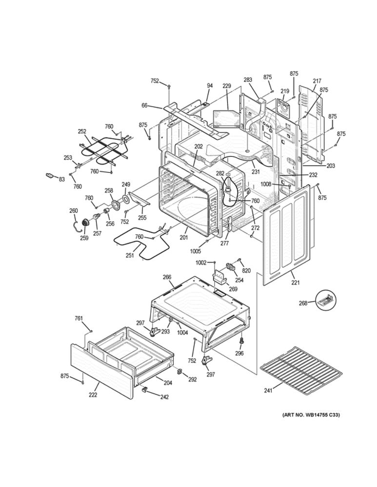 Body Parts Diagram and Parts List for JBS60DK2BB  General Electric Range
