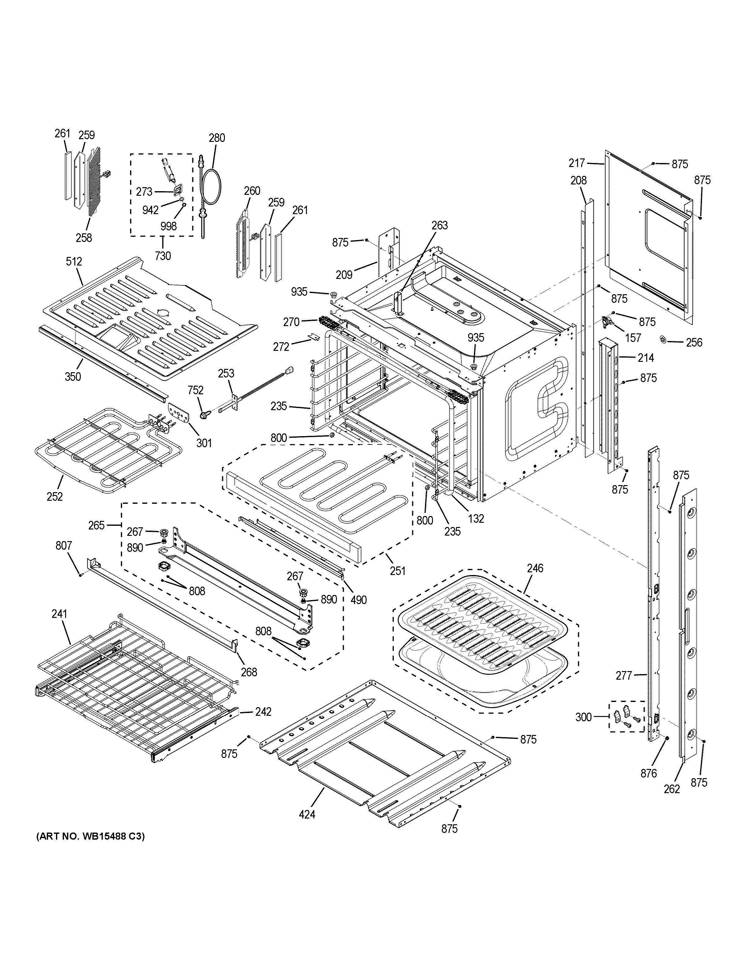 UPPER OVEN Diagram and Parts List for ZET2FL2SS  General Electric Range