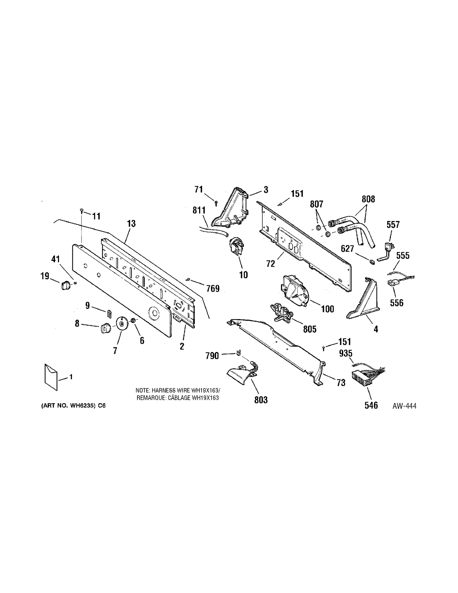 CONTROL GROUP Diagram and Parts List for 56221B0WW  General Electric Washer