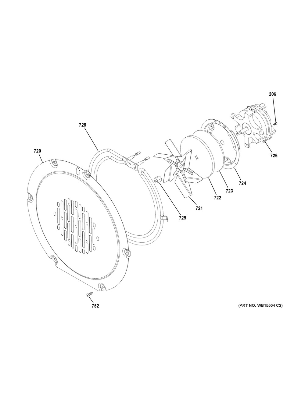 Convection Fan Diagram and Parts List for CHS900P3M1D1  General Electric Range