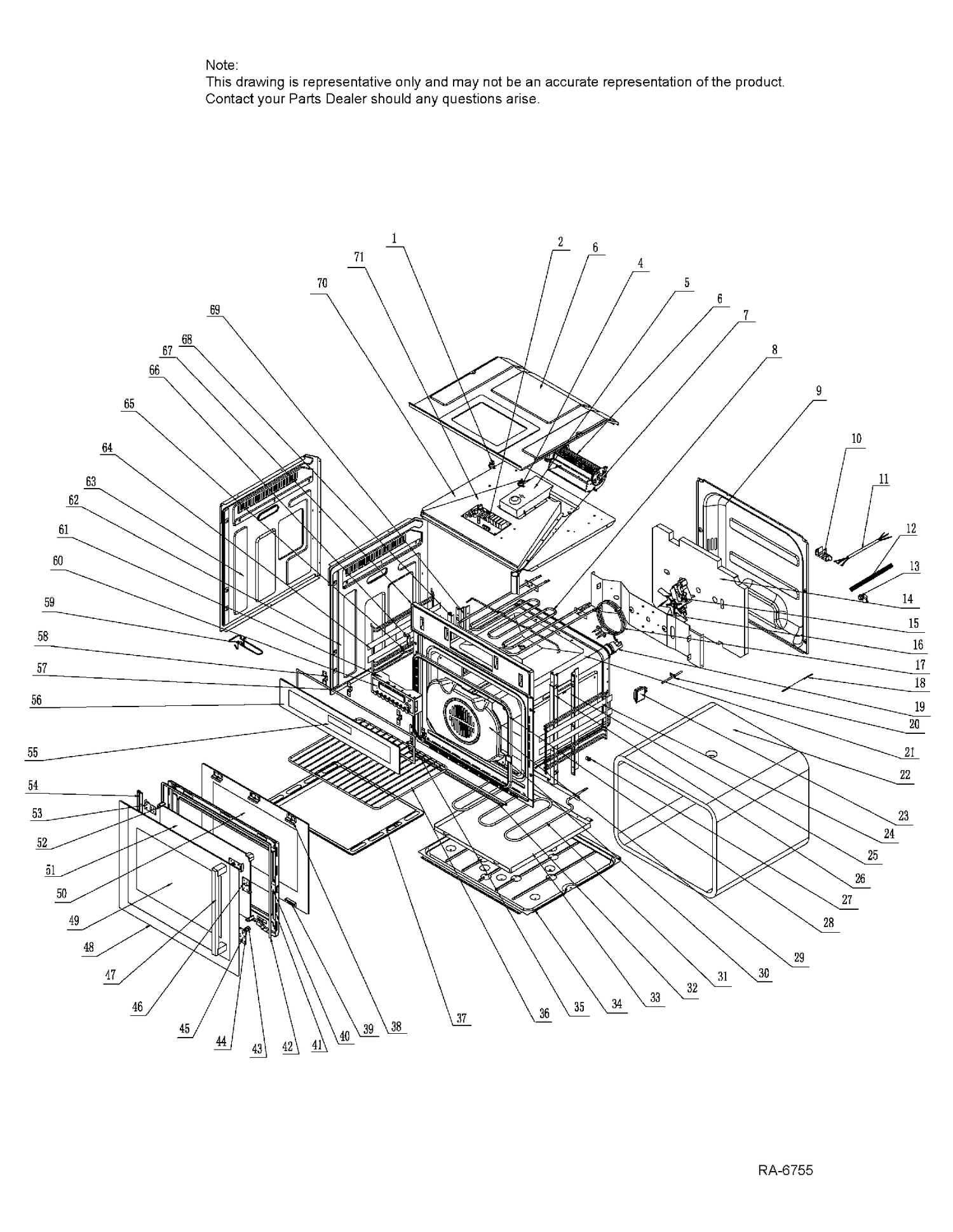 OVEN Diagram and Parts List for HCW225LAES  General Electric Range