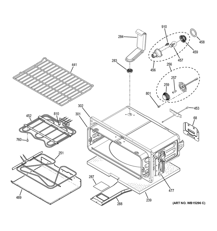 Upper Oven Diagram and Parts List for PS950EF1ES  General Electric Range