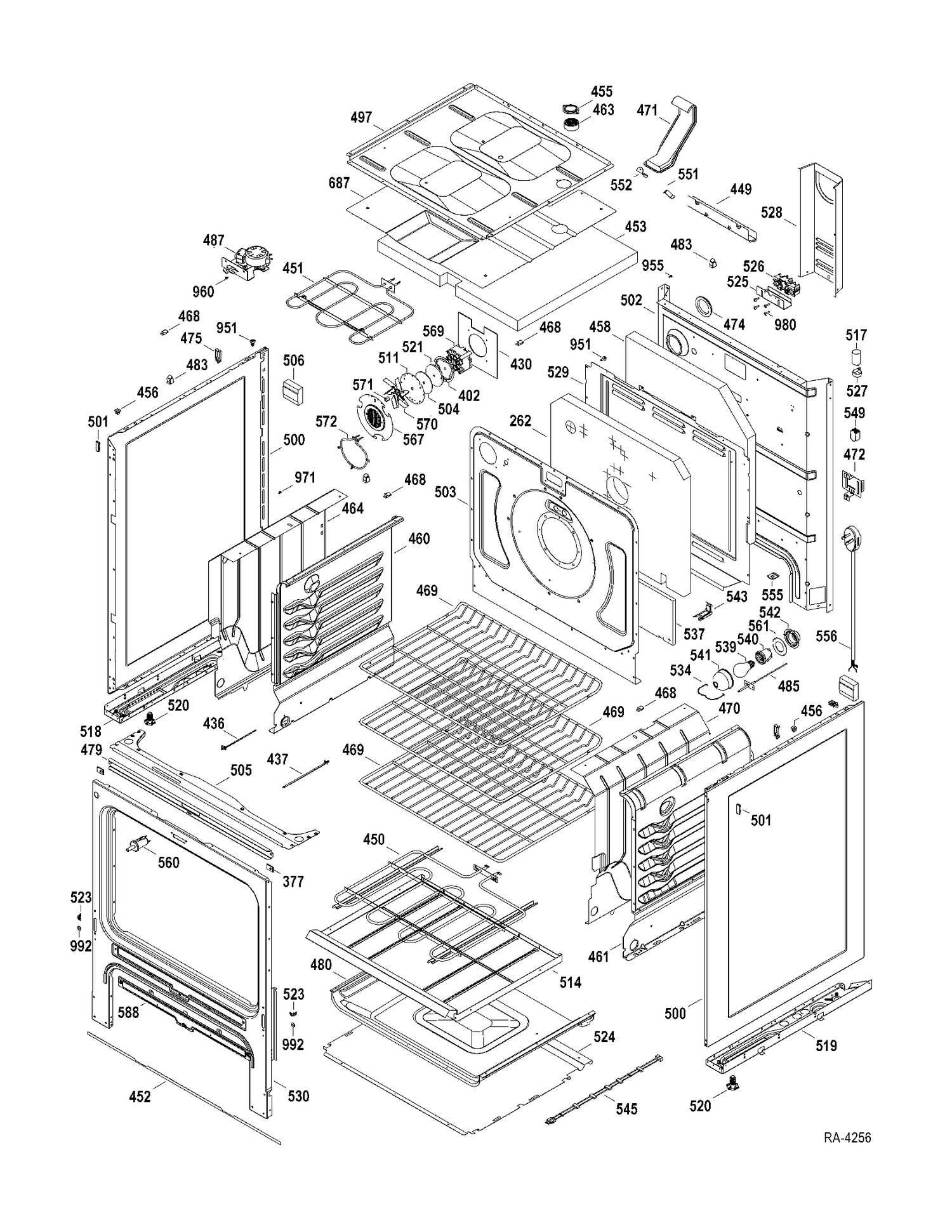 CHASSIS PARTS Diagram and Parts List for JCBP790DT1WW  General Electric Range