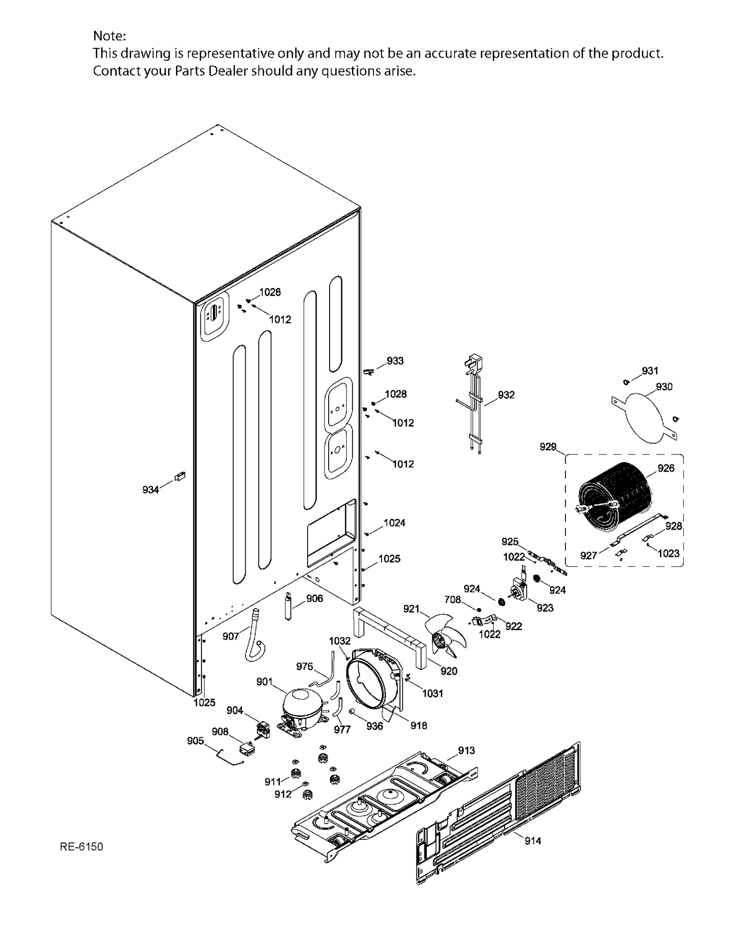 SEALED SYSTEM & MOTHERBOARD Diagram and Parts List for GBR20DTEBRBB  General Electric Refrigerator