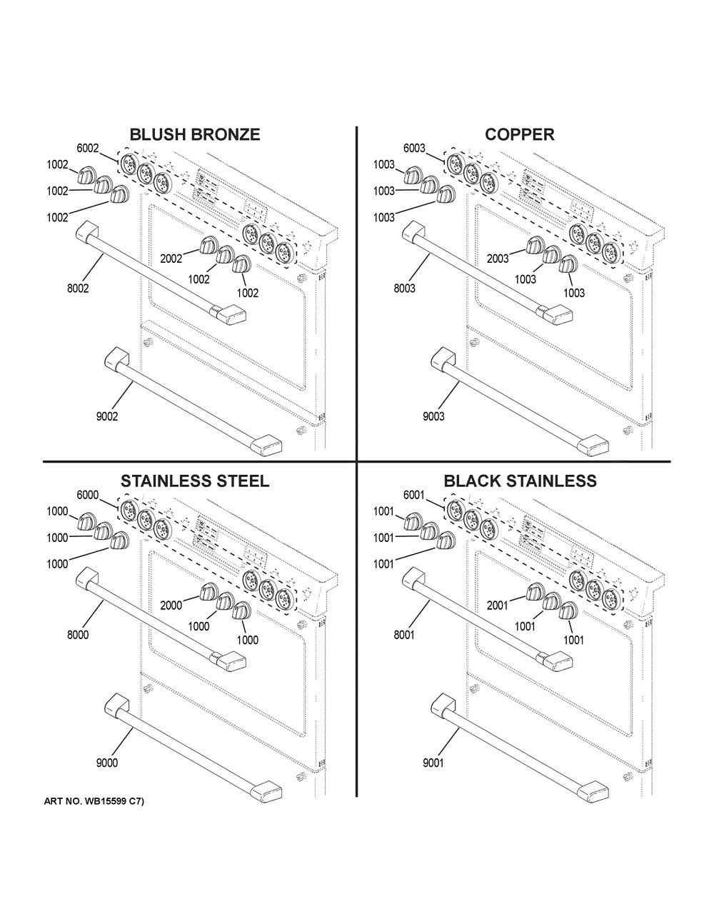 Cafe Customization Diagram and Parts List for CHS900P3M1D1  General Electric Range