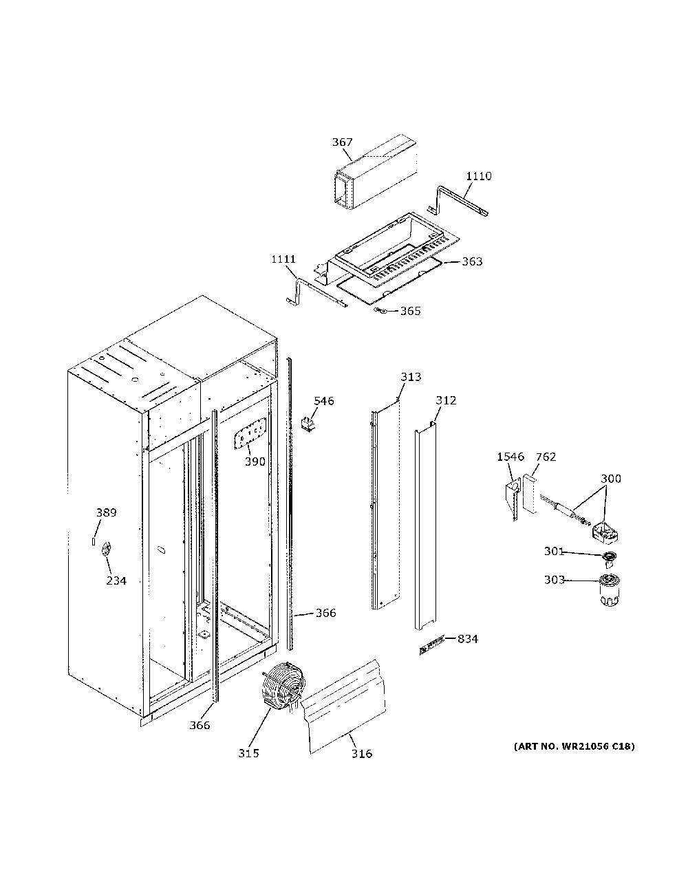 Fresh Food Section Diagram and Parts List for CSB48YP2NKS1  General Electric Refrigerator