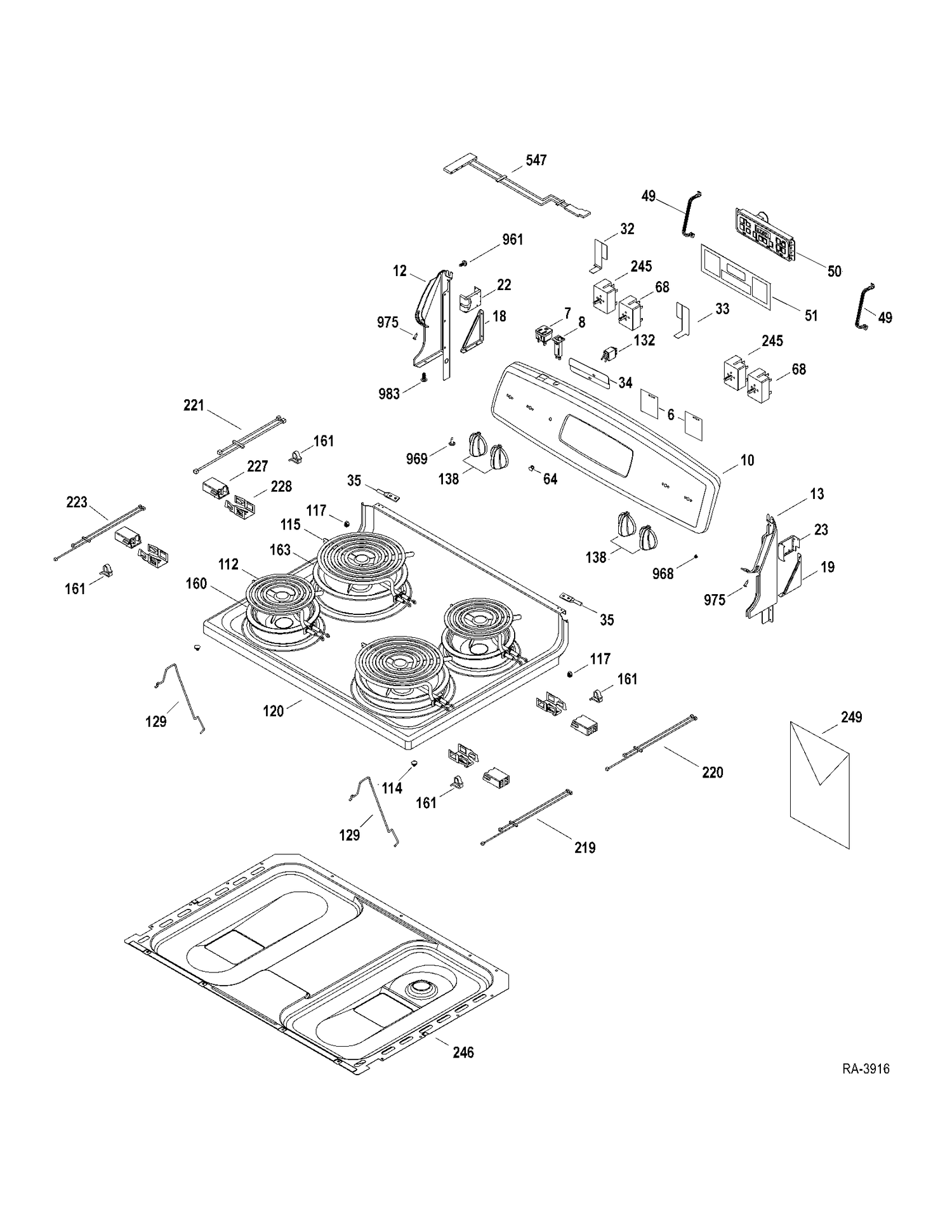 CONTROLS-COOKTOP Diagram and Parts List for JCBS35DM2WW  General Electric Range
