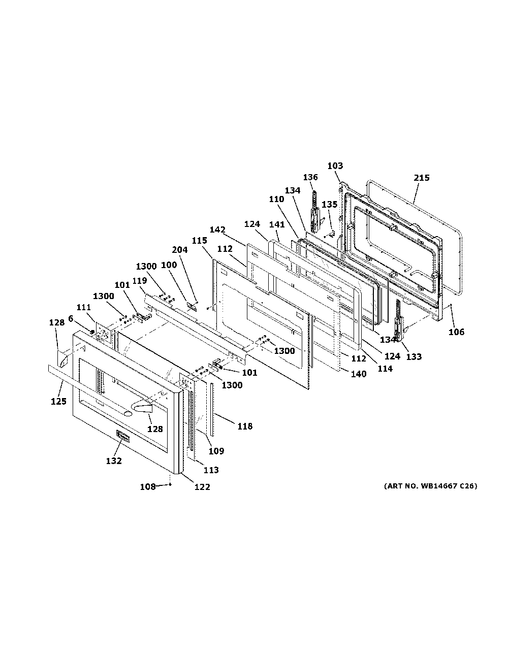 Door Diagram and Parts List for ZDP304NP8SS  General Electric Range