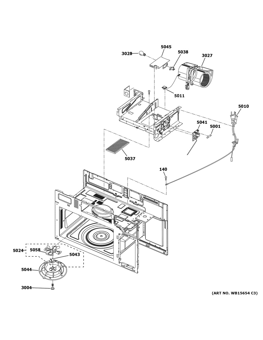 Interior Parts (2) Diagram and Parts List for JVM6175BL7TS  General Electric Microwave