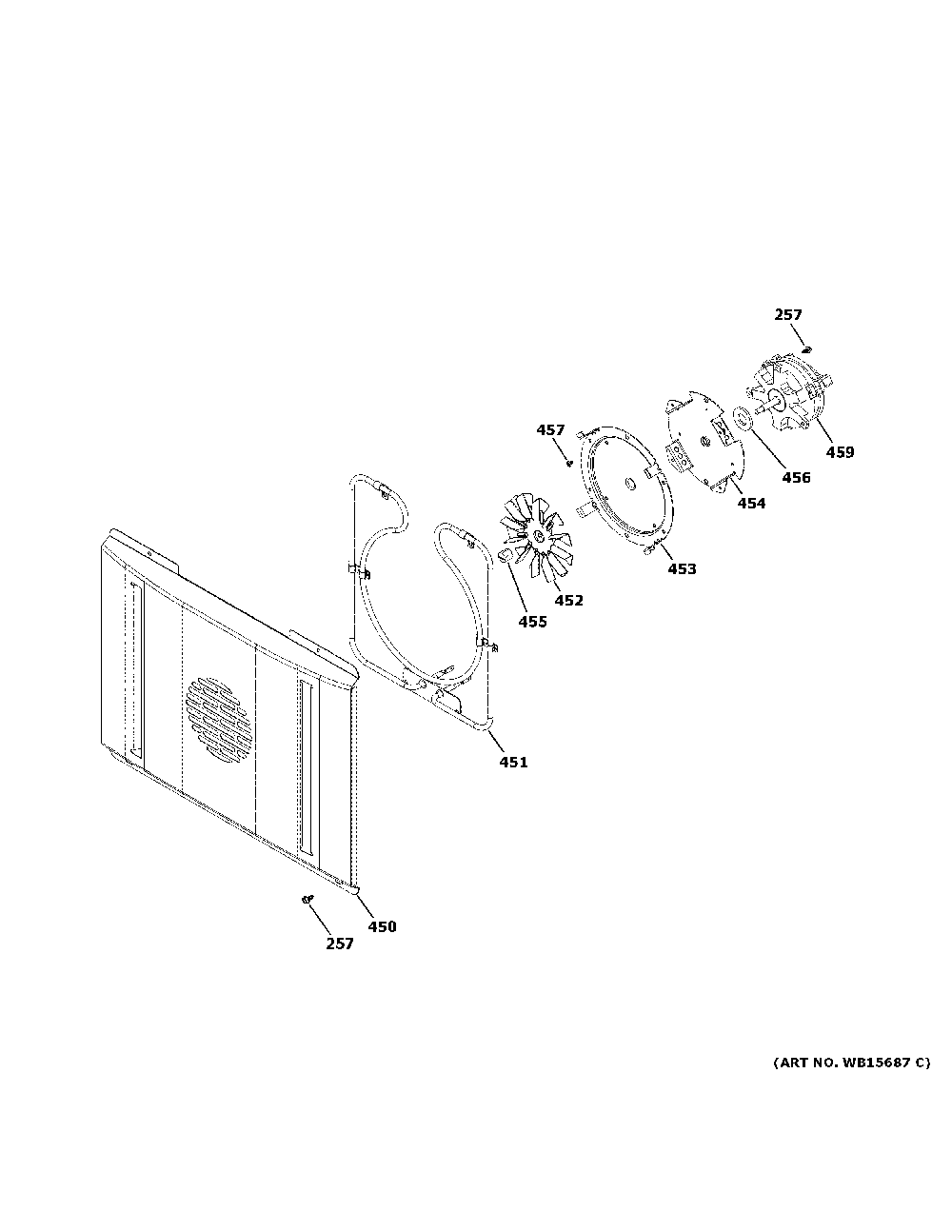 Large Convection Fan Diagram and Parts List for ZDP486NDT1SS  General Electric Range