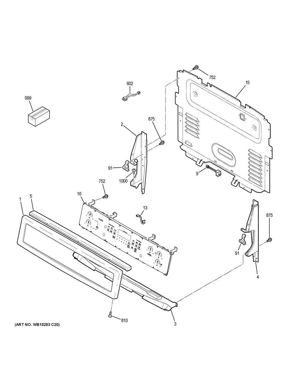 Control Panel Diagram and Parts List for PB911BJATS  General Electric Range