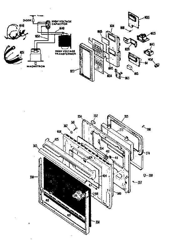 Wiring Material & Door Lower Oven Diagram and Parts List for JKP78G0K2  General Electric Microwave Oven Combo