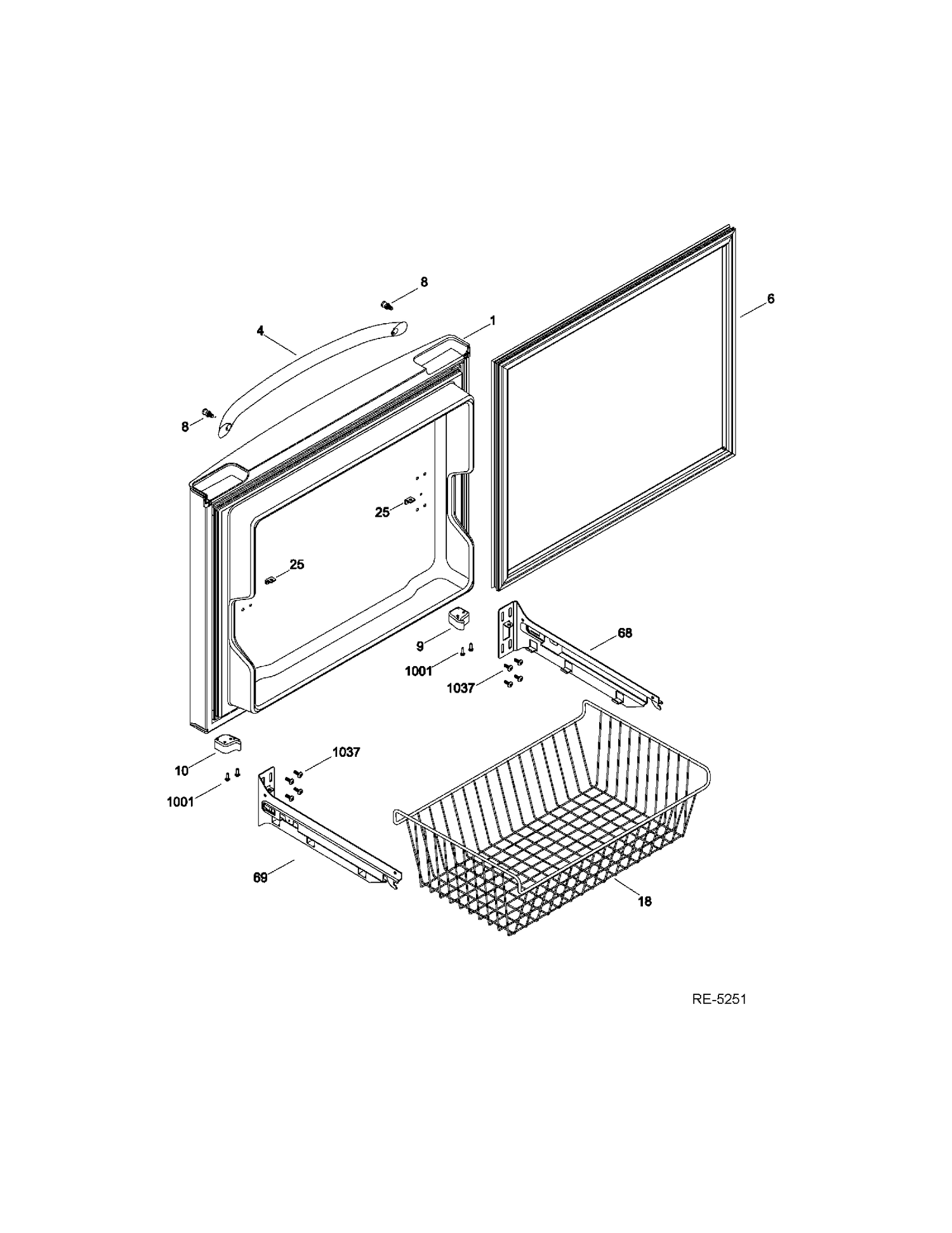FZ DOOR Diagram and Parts List for GDRS0KBXFRSS  General Electric Refrigerator
