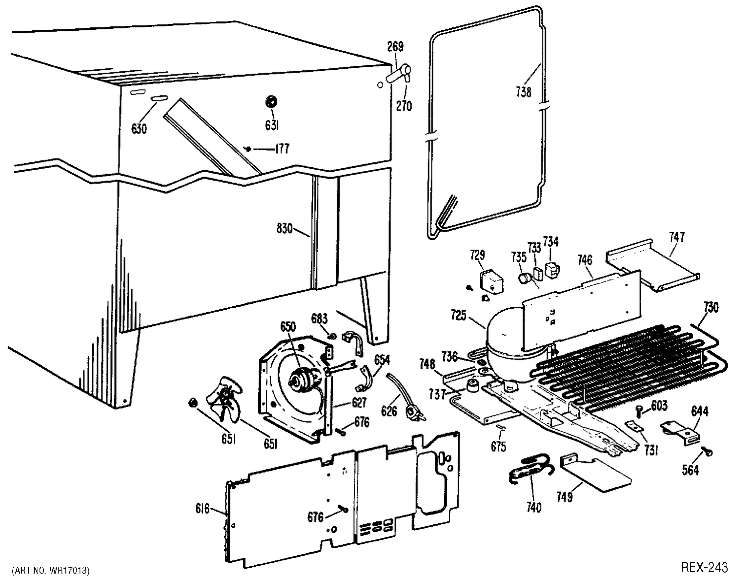 SYSTEM GROUP Diagram and Parts List for TFXC22KLJ  General Electric Refrigerator