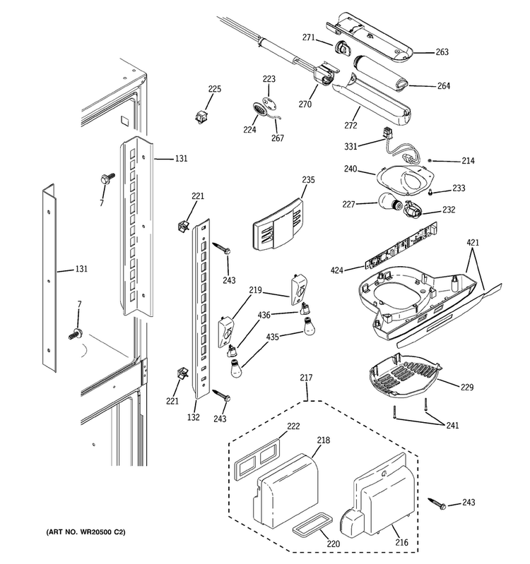 Fresh Food Section Diagram and Parts List for PFSS0MFCBSS  General Electric Refrigerator