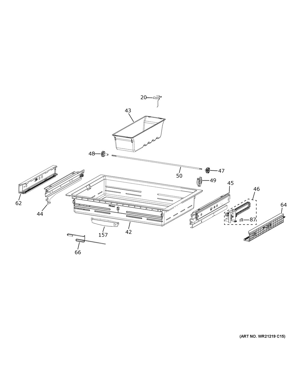 Convertible Shelves Diagram and Parts List for PGE29BYTBFS  General Electric Refrigerator