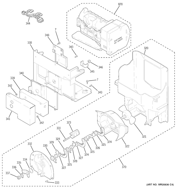 Ice Maker & Dispenser Diagram and Parts List for PVS21KSEAFSS  General Electric Refrigerator