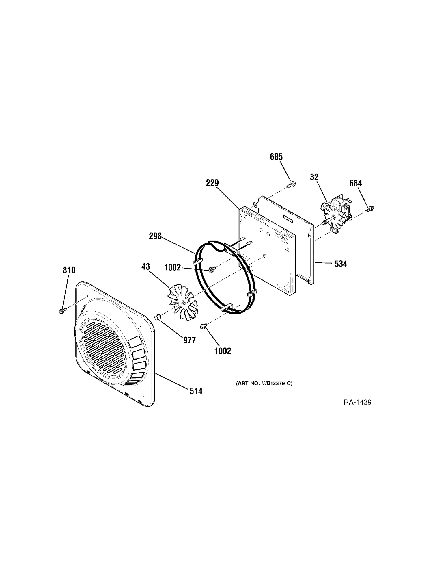 CONVECTION FAN Diagram and Parts List for 158911  General Electric Range