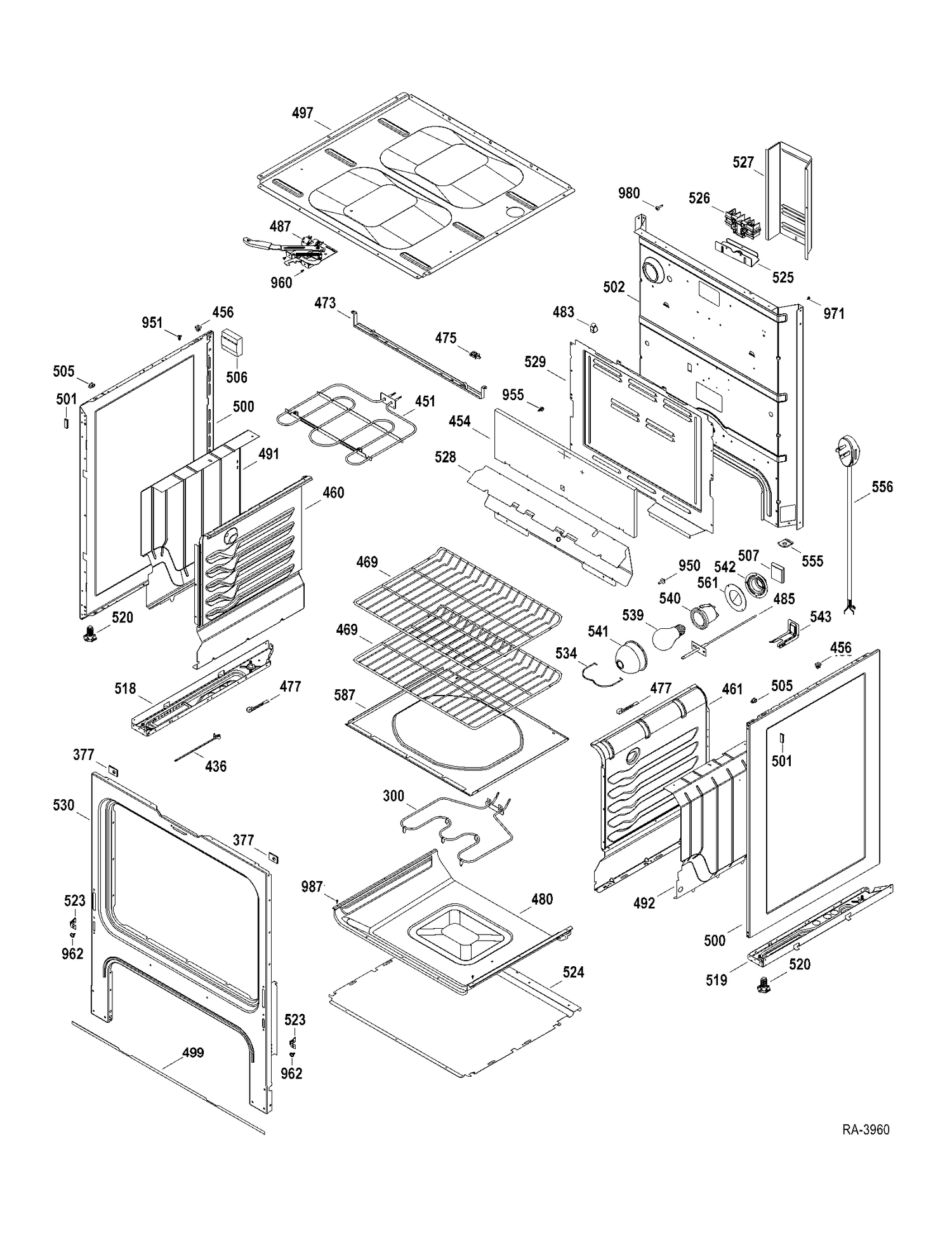 BODY PARTS Diagram and Parts List for JCBP35DP2WW  General Electric Range