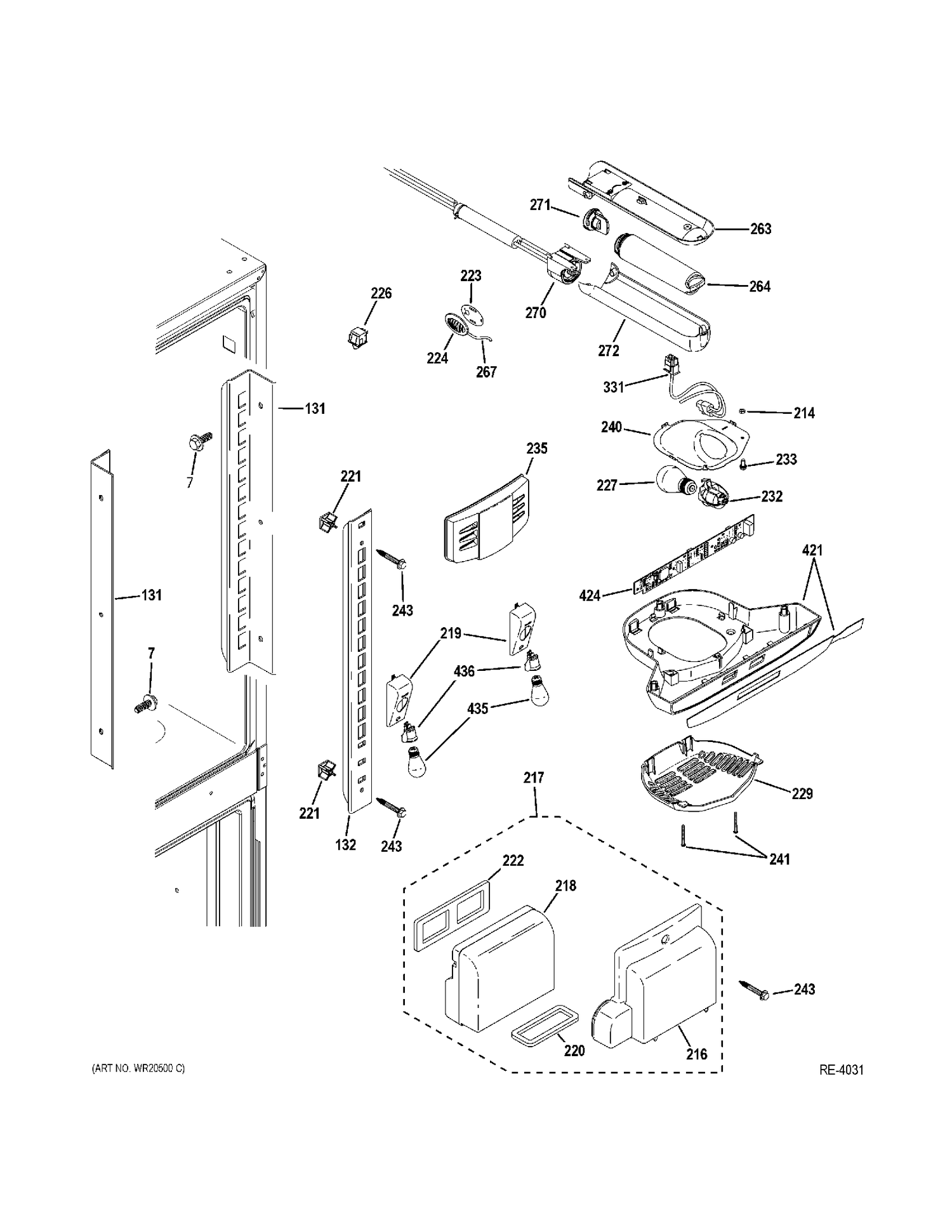 FF SECTION Diagram and Parts List for PFSF0MZFWW  General Electric Refrigerator