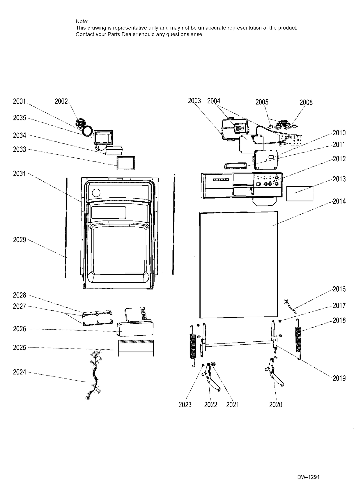 DOOR ASM Diagram and Parts List for GSM1860V01SS  General Electric Dishwasher