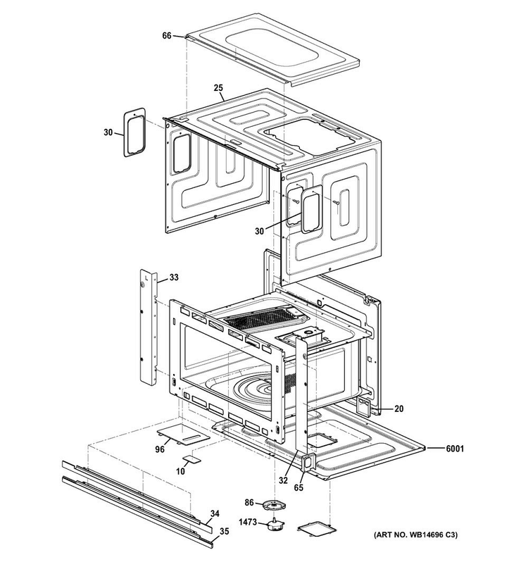 Oven Cavity Parts Diagram and Parts List for ZSC1201J1SS  General Electric Microwave