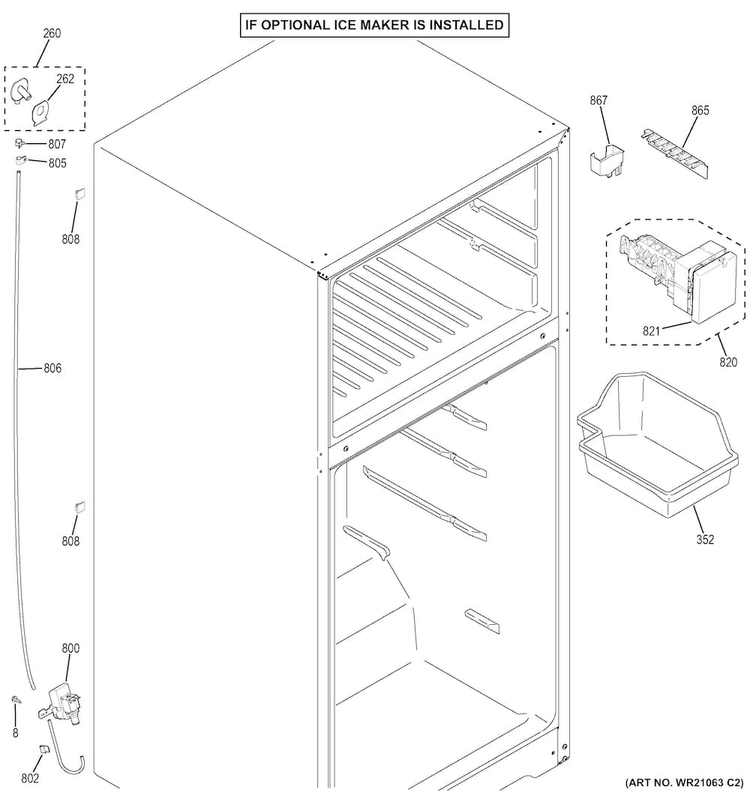 Ice Maker Diagram and Parts List for GIE18CTHHRBB  General Electric Refrigerator