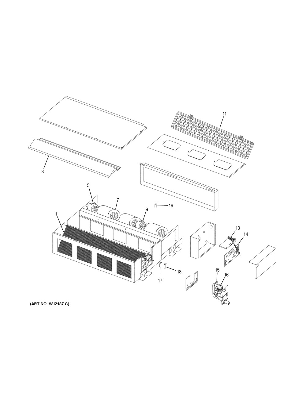 Room Air Conditioner Diagram and Parts List for MVAH042MV2AA  General Electric Air Conditioner
