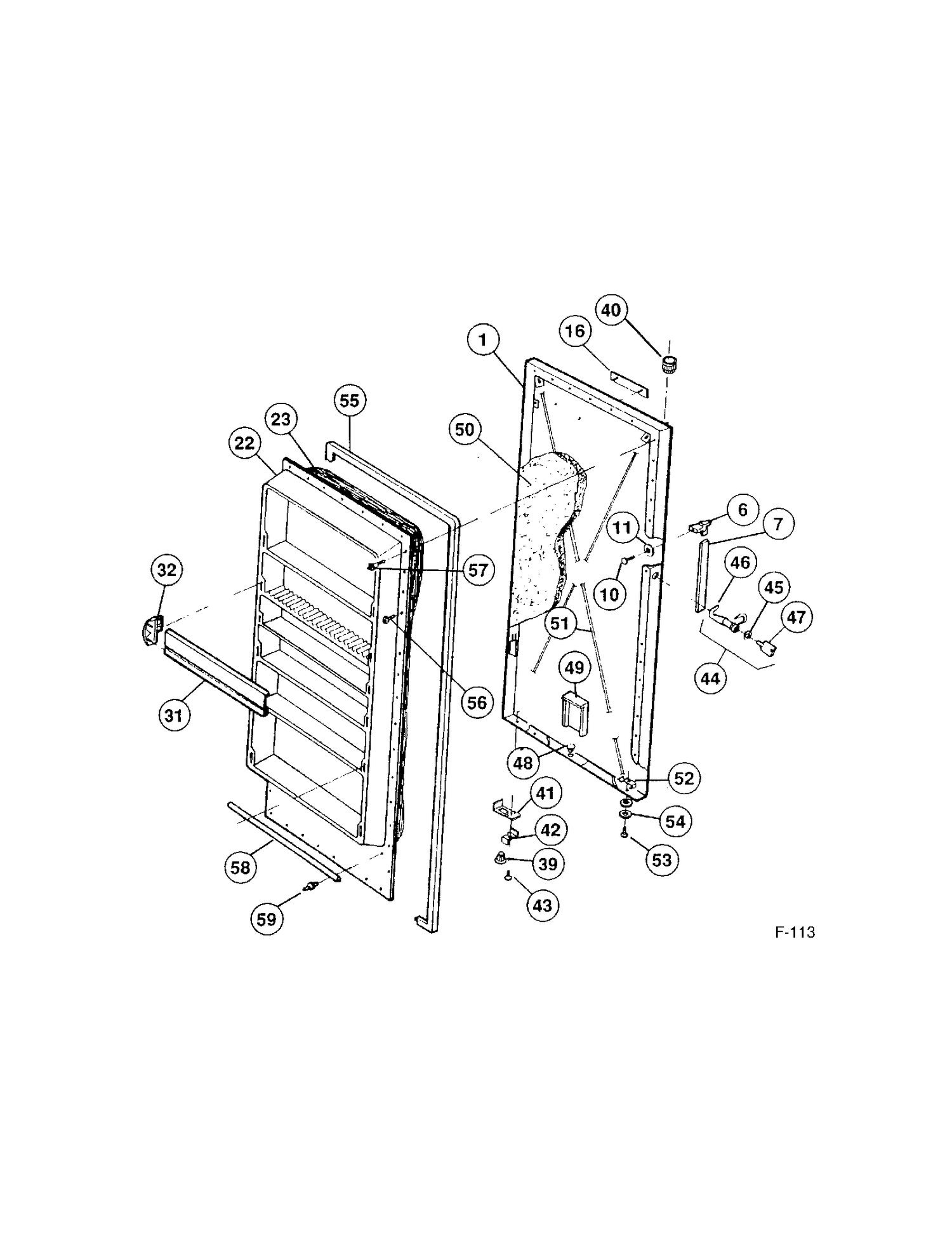 FREEZER Diagram and Parts List for 86160  General Electric Freezer