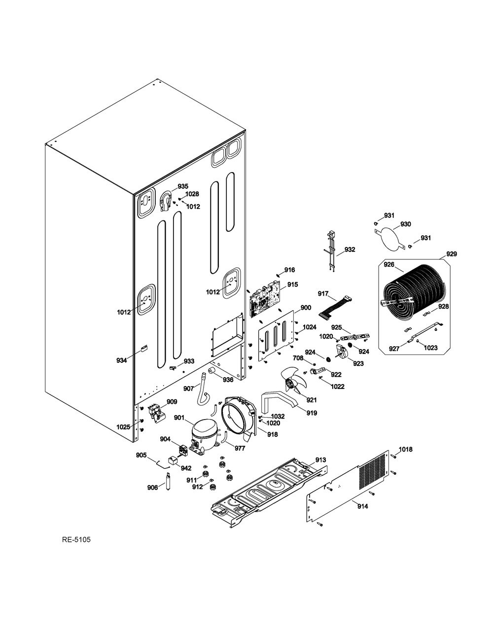 Sealed System And Motherboard Diagram and Parts List for PNE21KMKES  General Electric Refrigerator