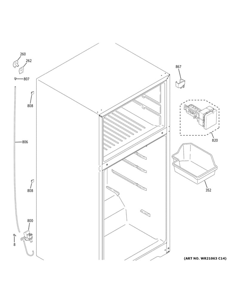 Ice Maker Diagram and Parts List for GIE22JSNBRSS  General Electric Refrigerator