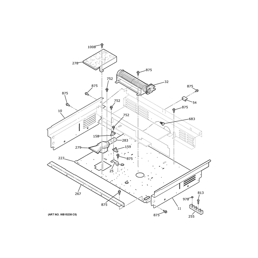 Cooling Fan Diagram and Parts List for JD630DT3WW  General Electric Range