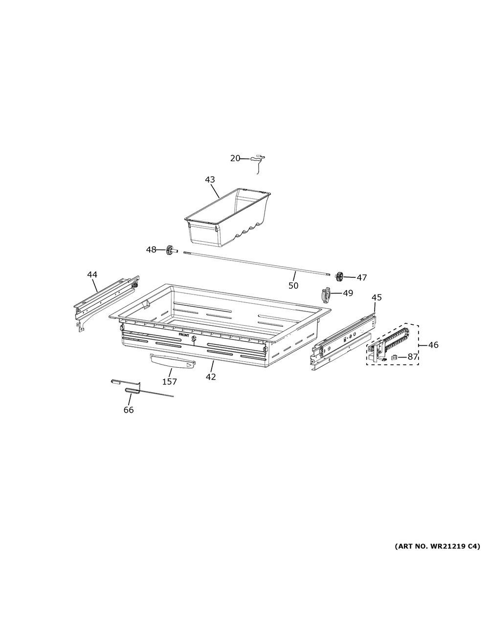 Convertible Shelves Diagram and Parts List for PVD28BYNDFS  General Electric Refrigerator