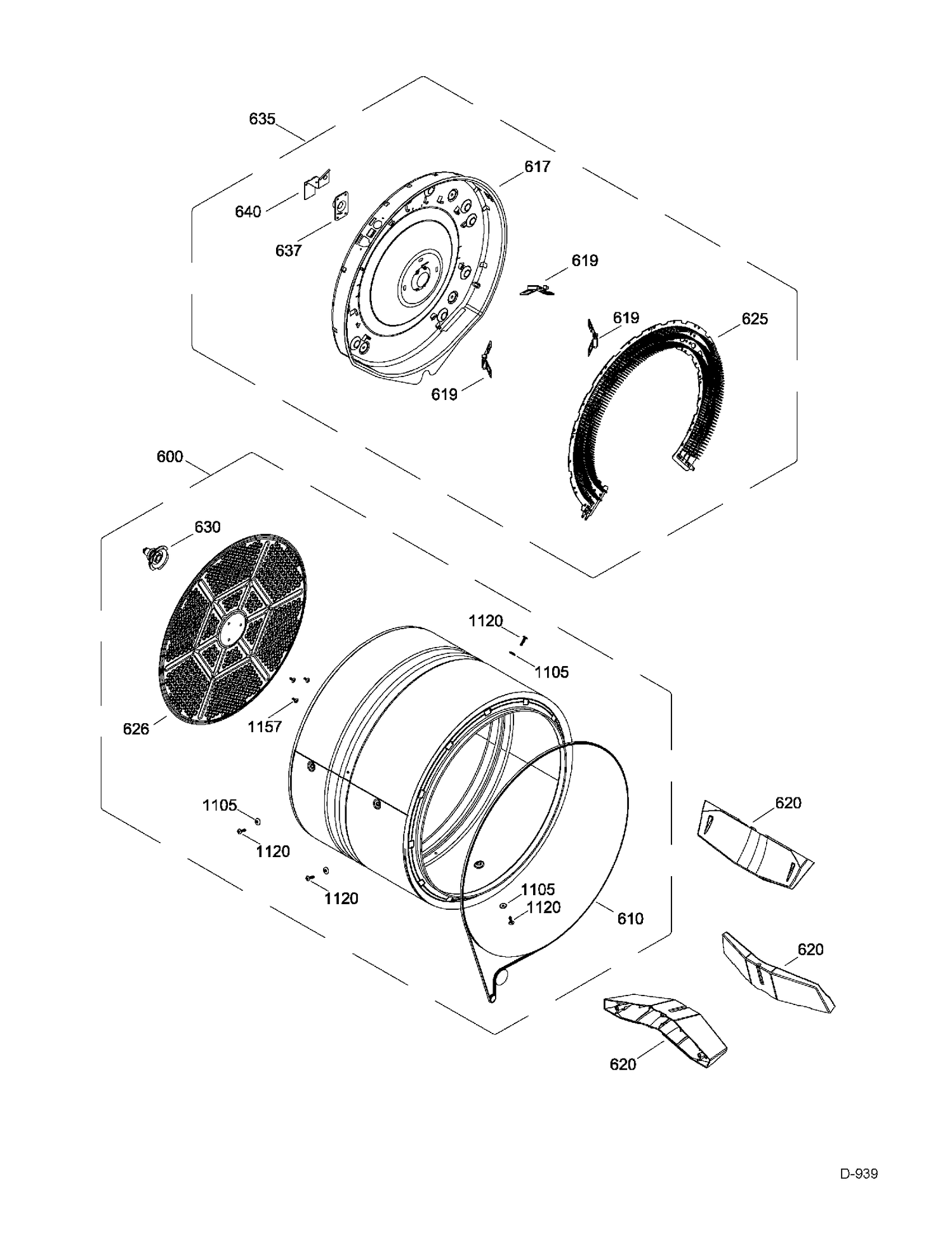 DRUM Diagram and Parts List for GFMN110ED1WW  General Electric Dryer