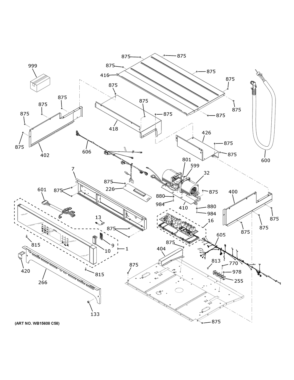 Control Panel Diagram and Parts List for JKS5000SV1SS  General Electric Wall Oven