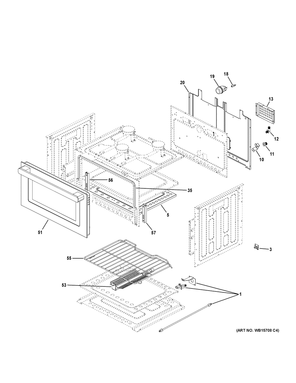 Body Parts Diagram and Parts List for PLD621EW1SB  General Electric Range