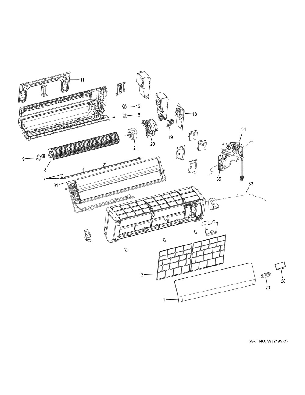 Optional Accessories Diagram and Parts List for MVAW012MV2AA  General Electric Air Conditioner